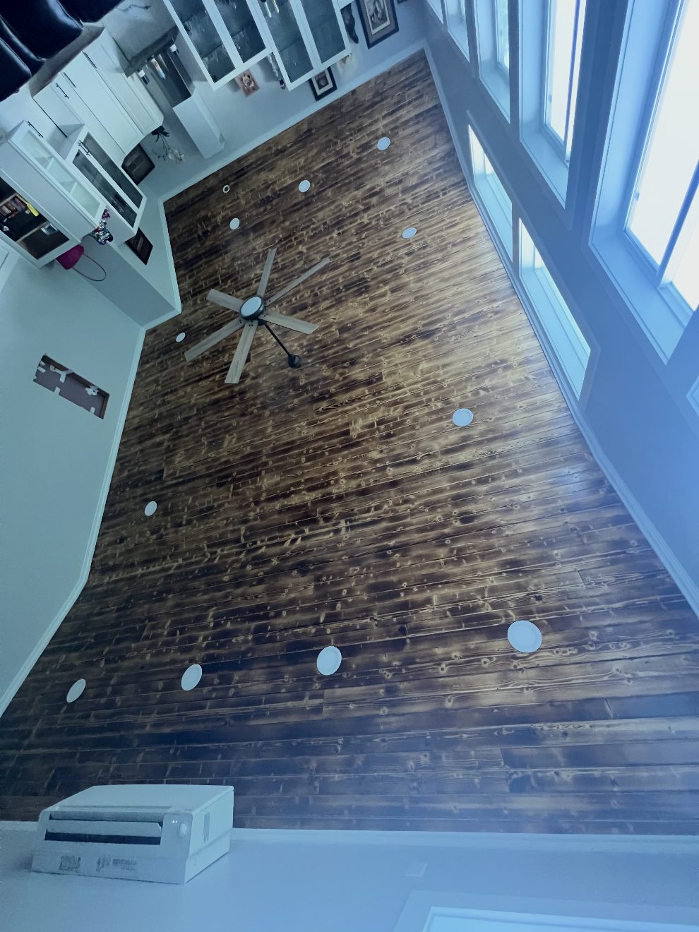 Custom wood plank vaulted ceiling in Kansas City